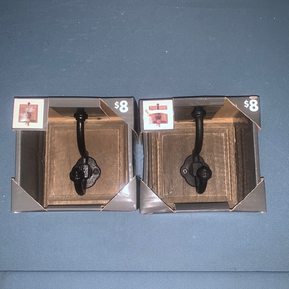 Brand new in boxes metal wall hooks on wood blocks - Picture 1 of 3